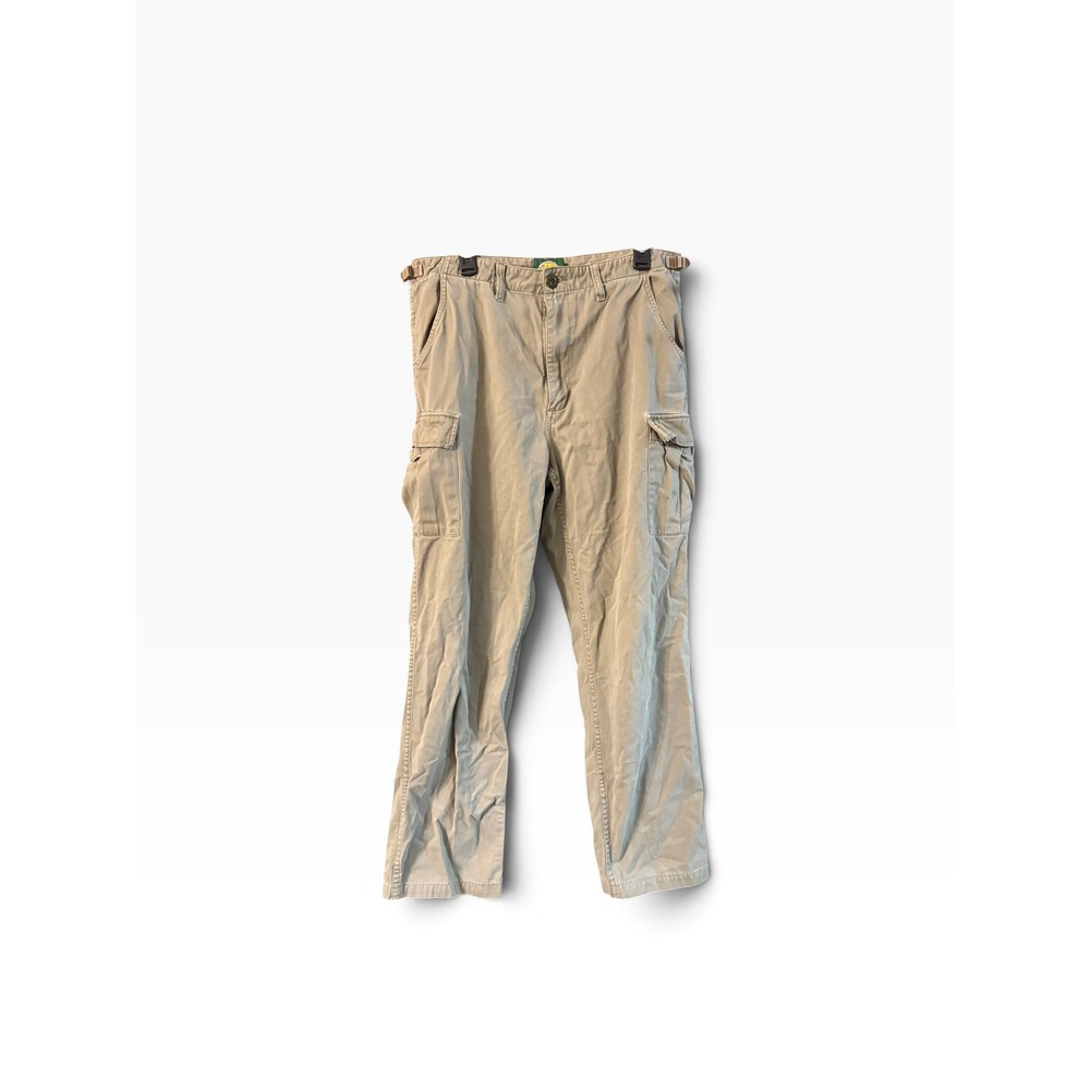 Cabelas Mens Khaki Cotton Twill Cargo Pants Outdoor Hiking Work Trousers 36 Reg